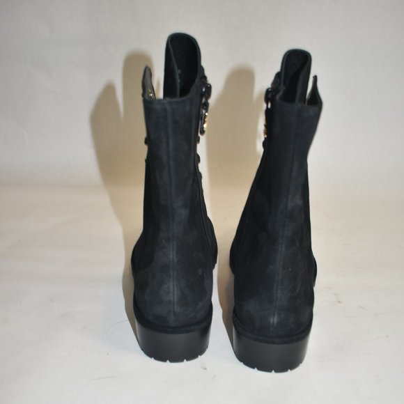 Stuart Weitzman Women's Black Laine Suede Combat Boot Size 8 - Picture 8 of 11